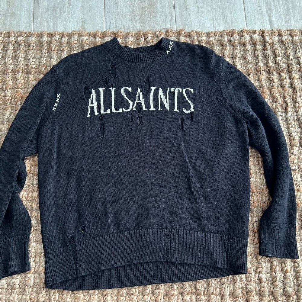 All Saints Black Crewneck Sweater